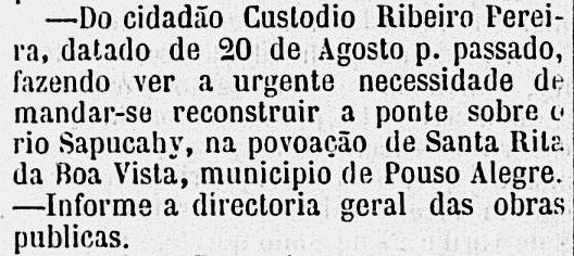 Trecho do jornal Diário de Minas, de 22 de setembro de 1875
